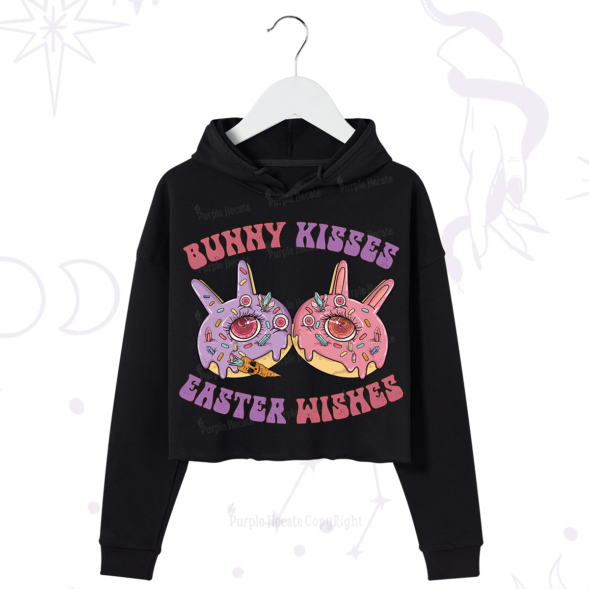 Purplehecate Bunny Kisses Easter Wishes Crop Hoodie
