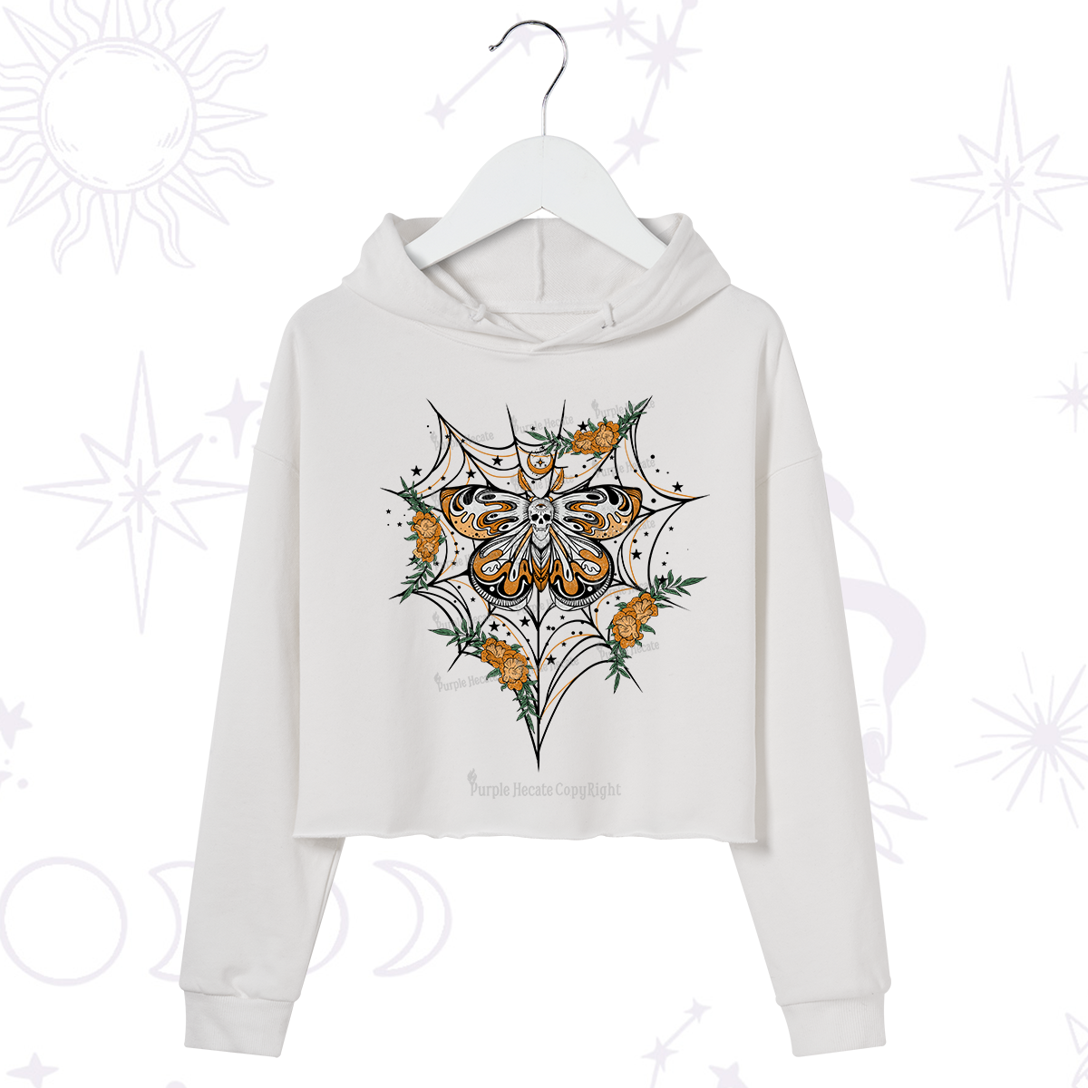 Purplehecate Death Head Moth Crop Hoodie