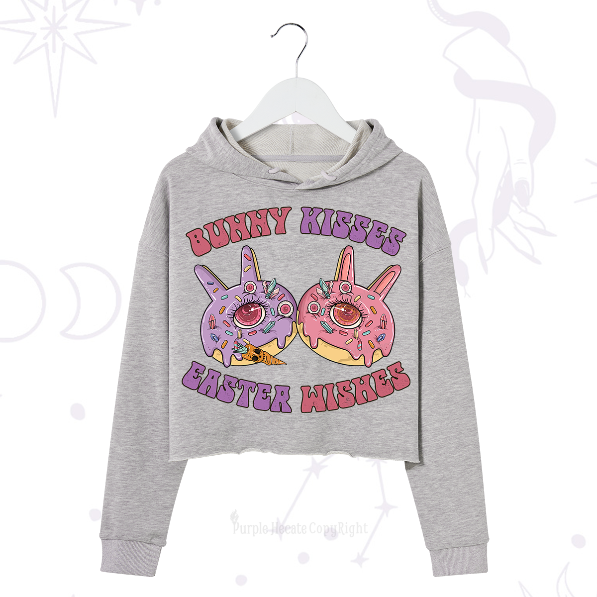 Purplehecate Bunny Kisses Easter Wishes Crop Hoodie