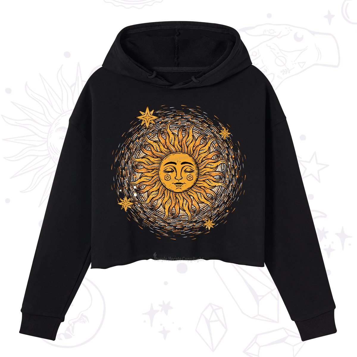 Purplehecate Celestial Sun Crop Hoodie