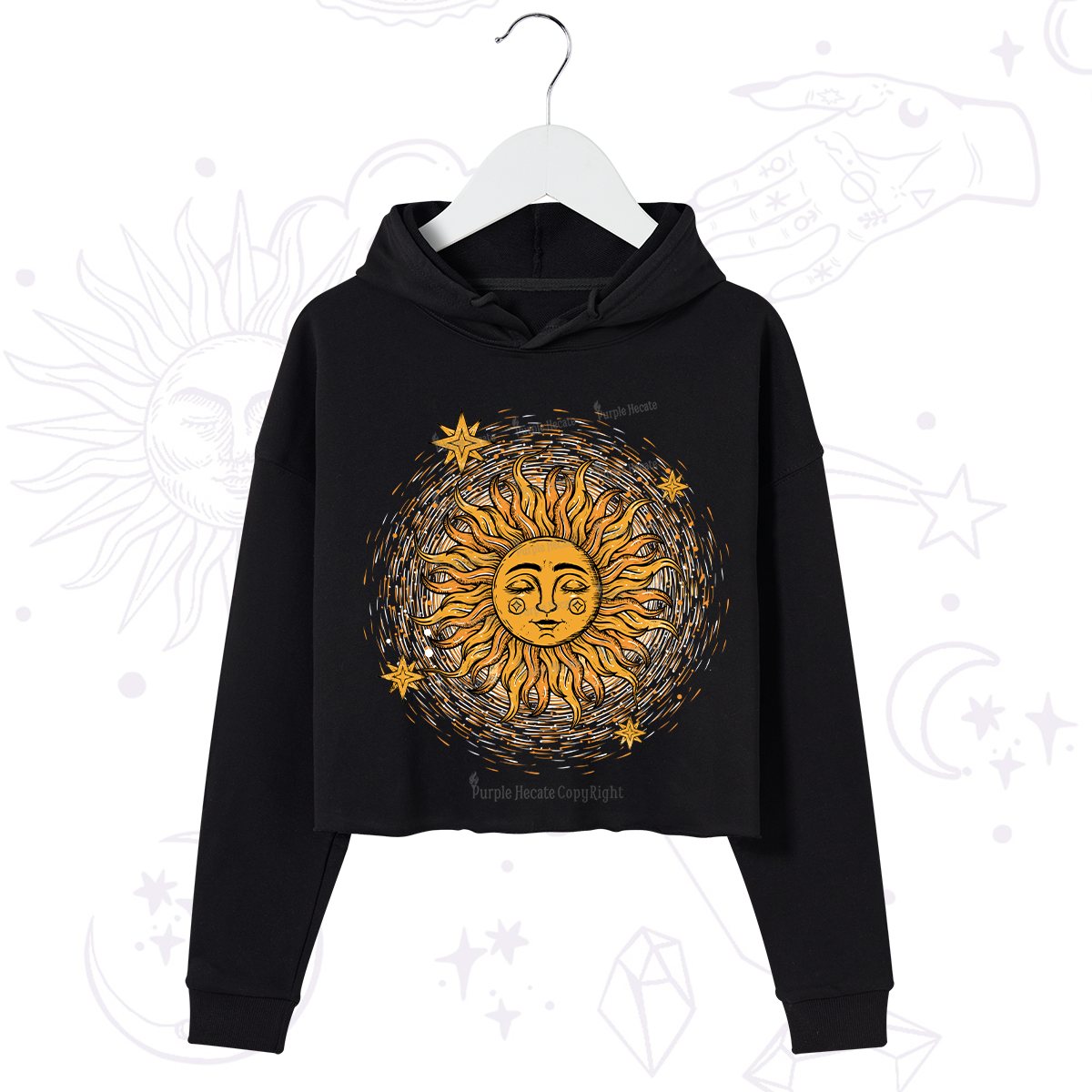 Purplehecate Celestial Sun Crop Hoodie