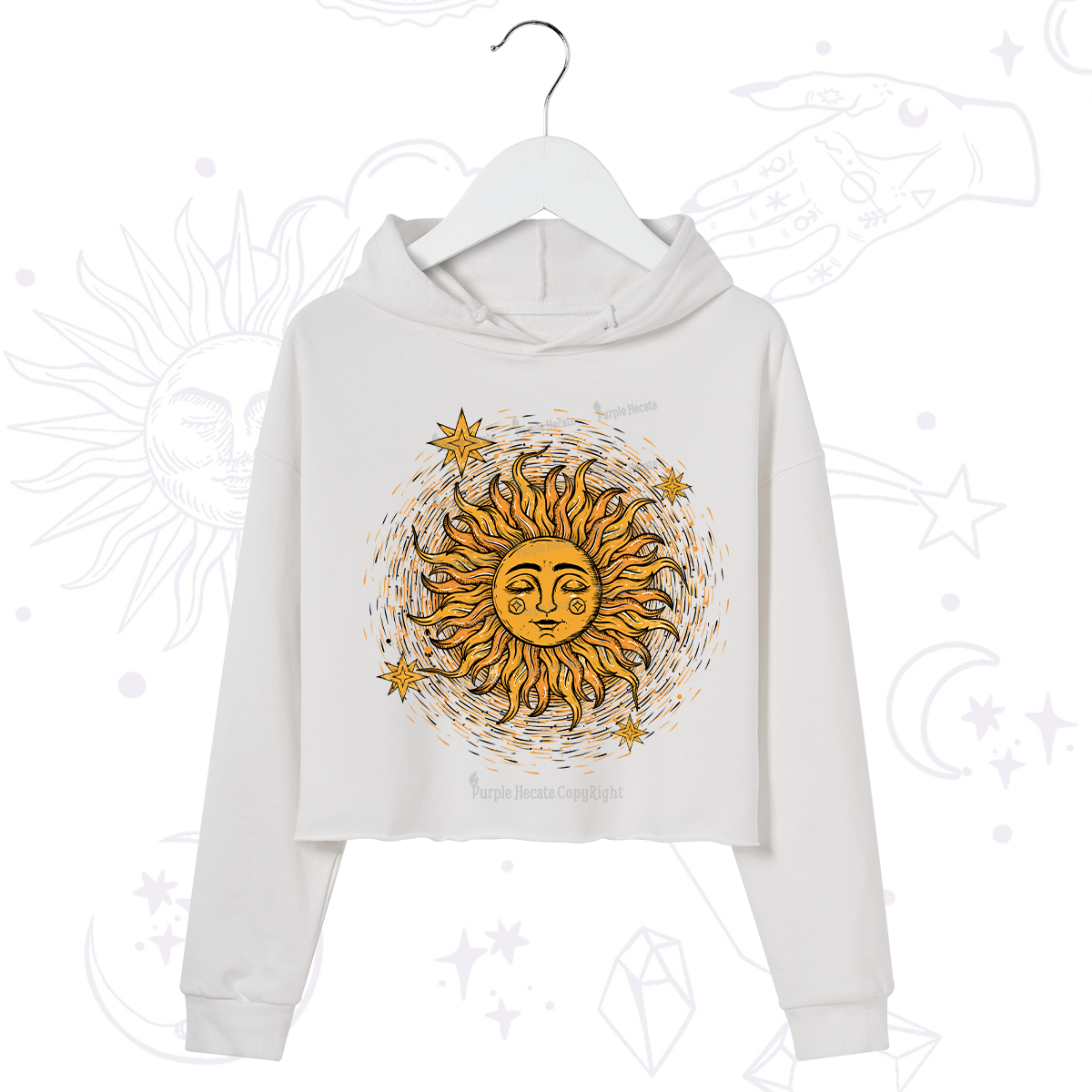 Purplehecate Celestial Sun Crop Hoodie