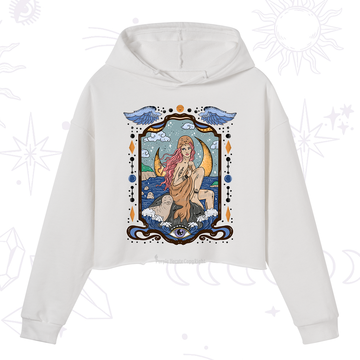 Purplehecate Selkie Woman Crop Hoodie