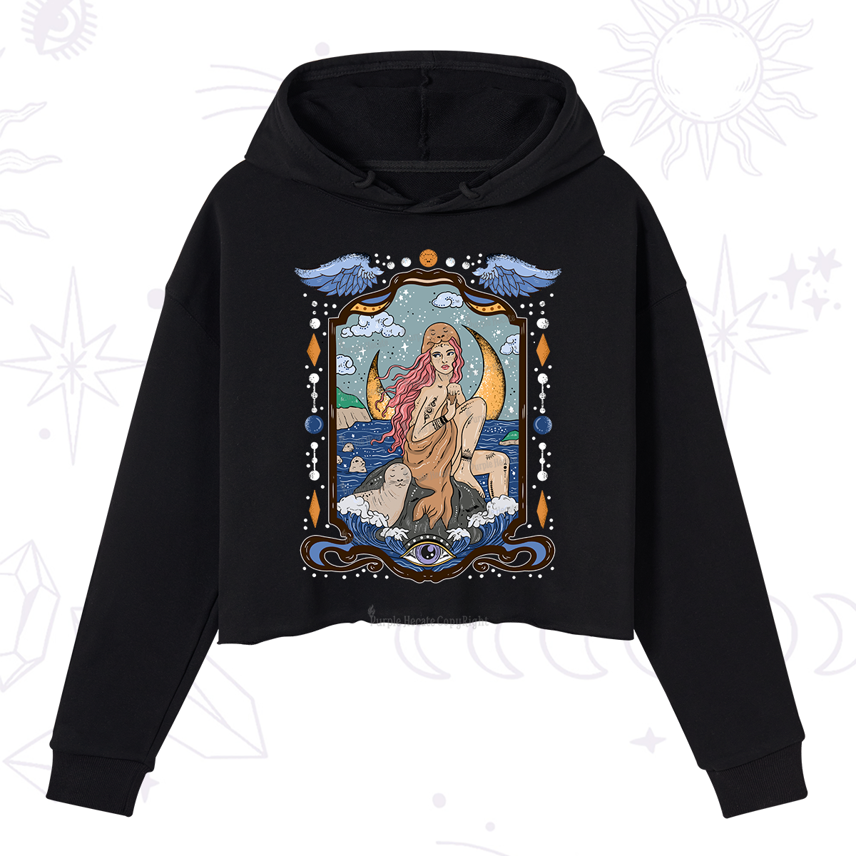 Purplehecate Selkie Woman Crop Hoodie