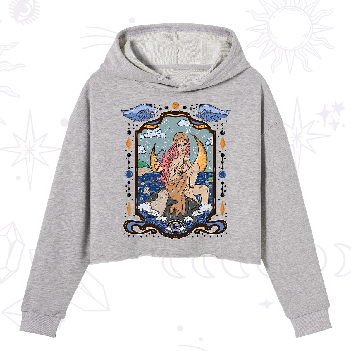 Purplehecate Selkie Woman Crop Hoodie