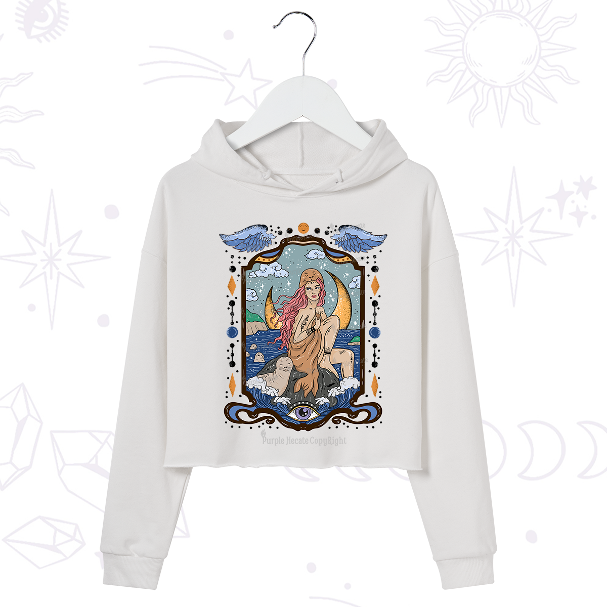 Purplehecate Selkie Woman Crop Hoodie