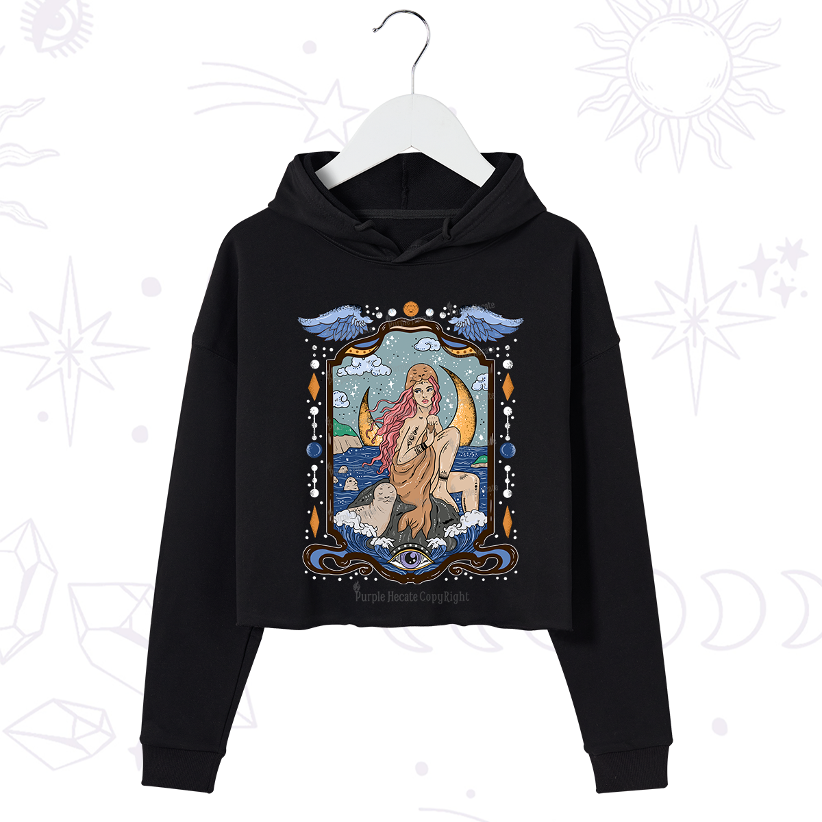 Purplehecate Selkie Woman Crop Hoodie