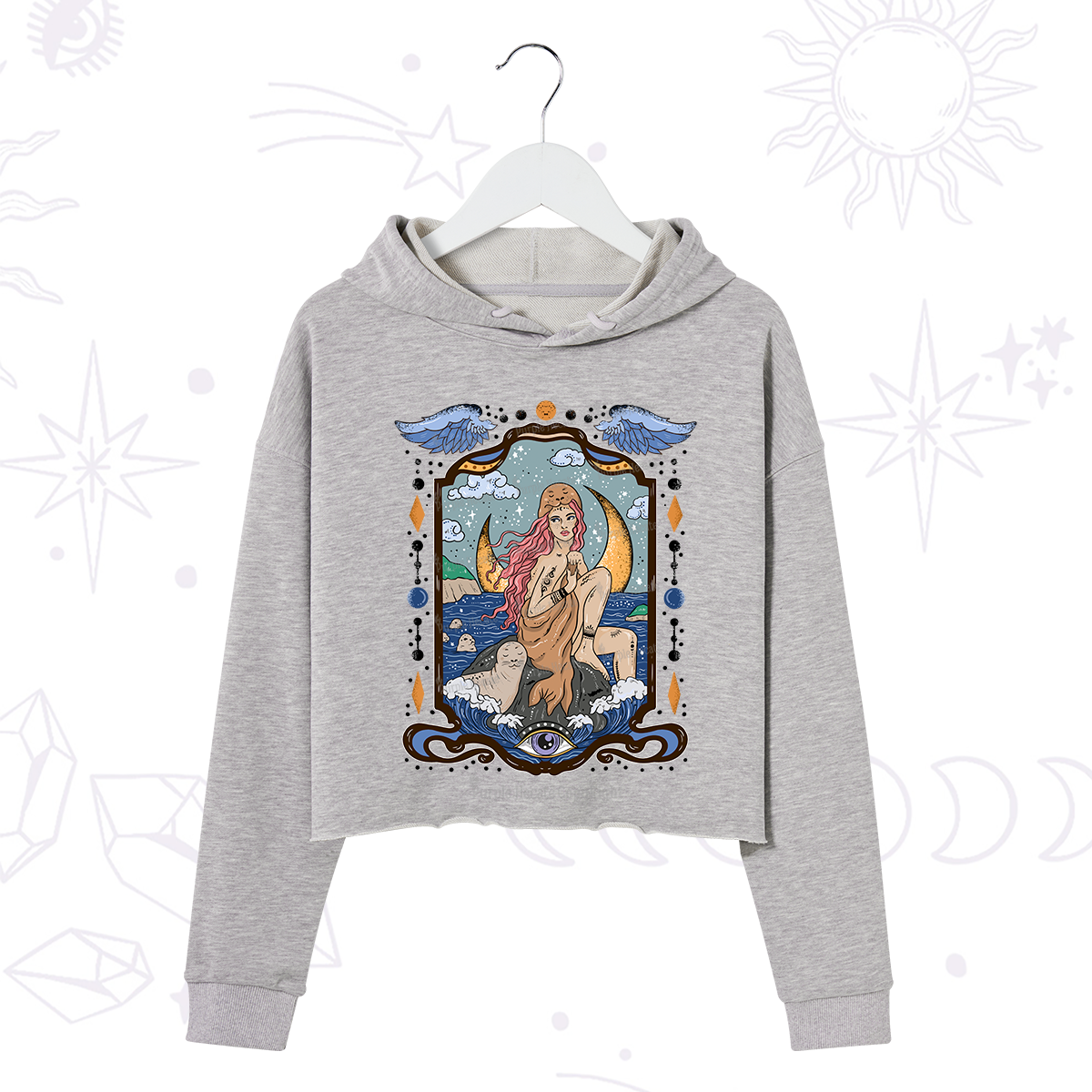 Purplehecate Selkie Woman Crop Hoodie
