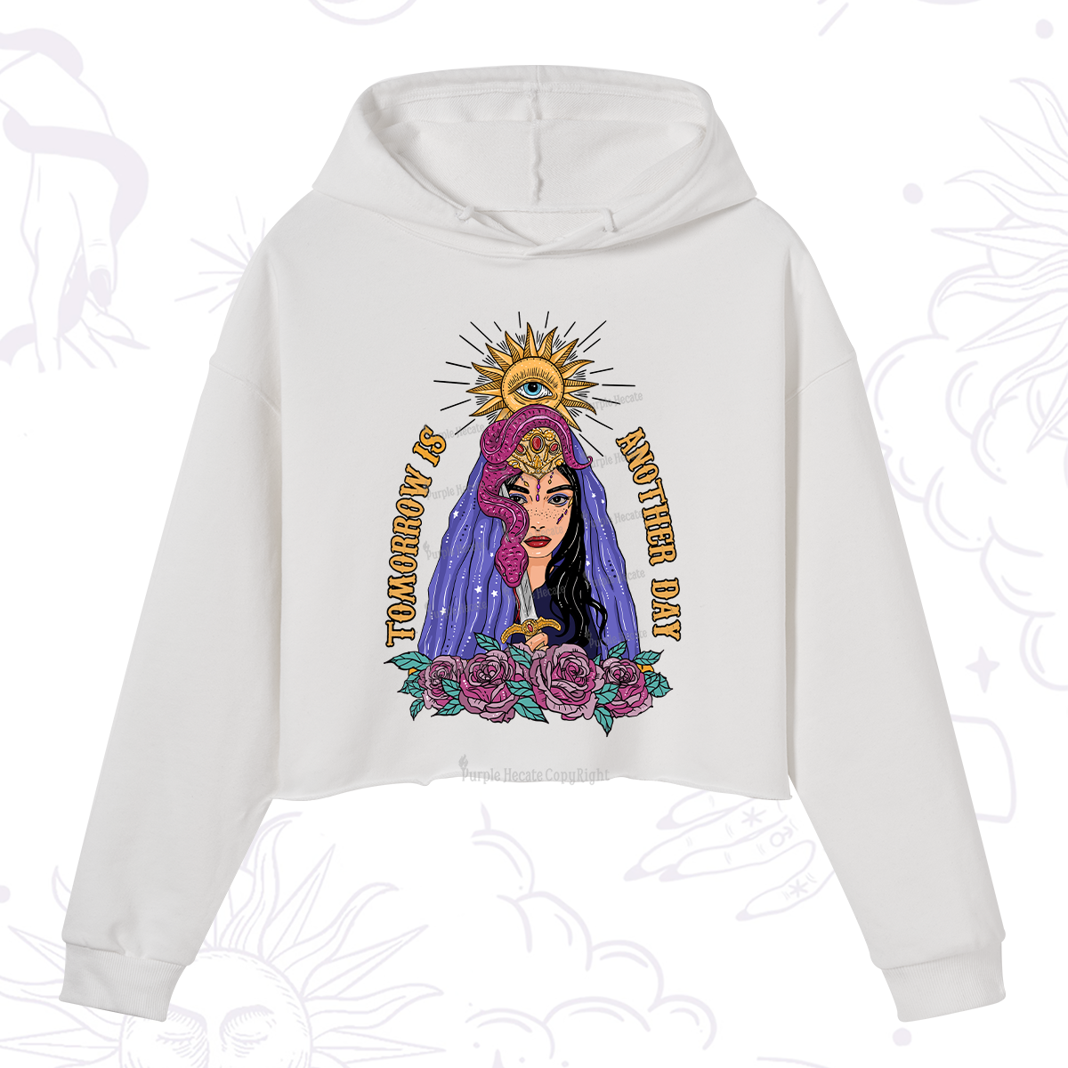 Purplehecate Prophetic Eye Witch Crop Hoodie