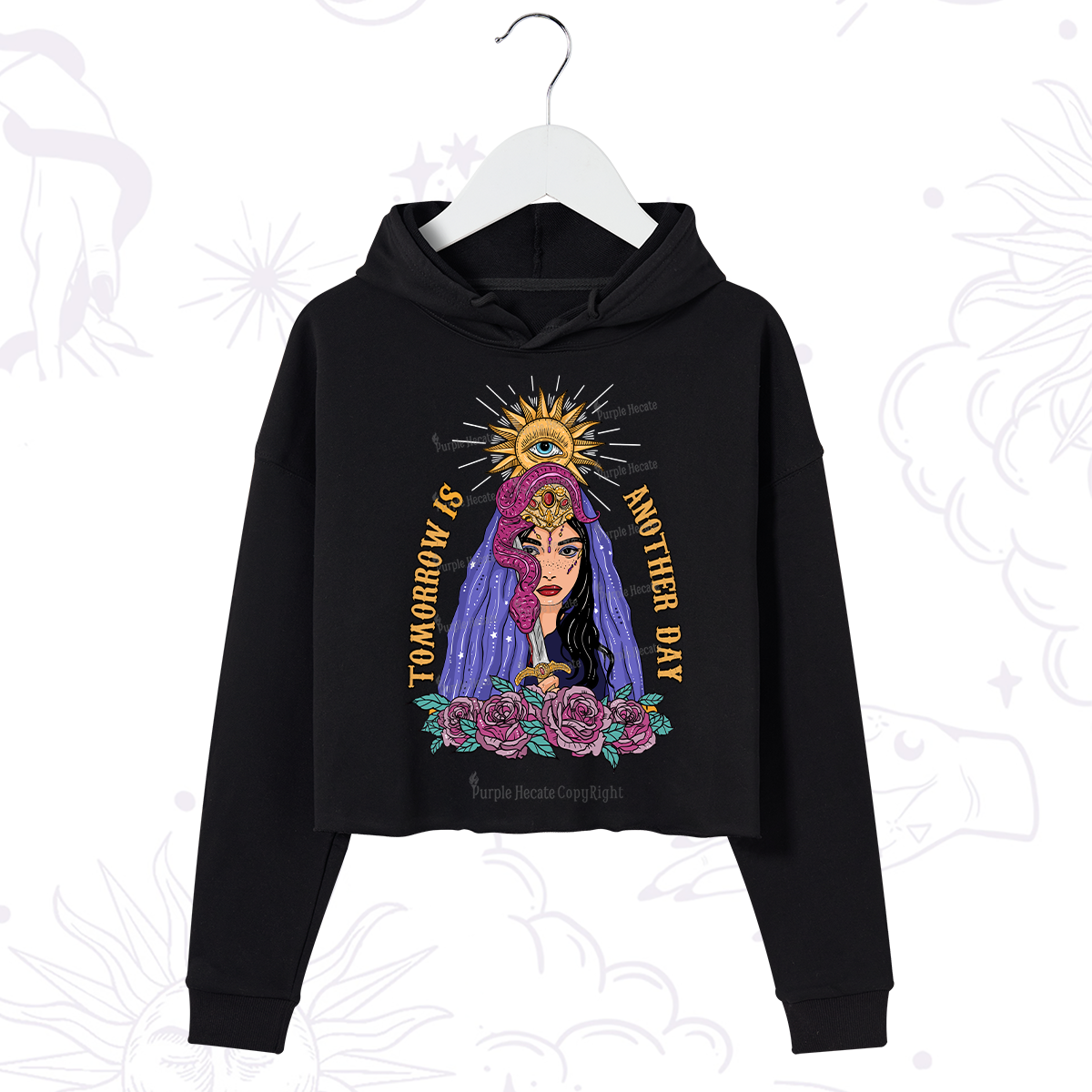 Purplehecate Prophetic Eye Witch Crop Hoodie
