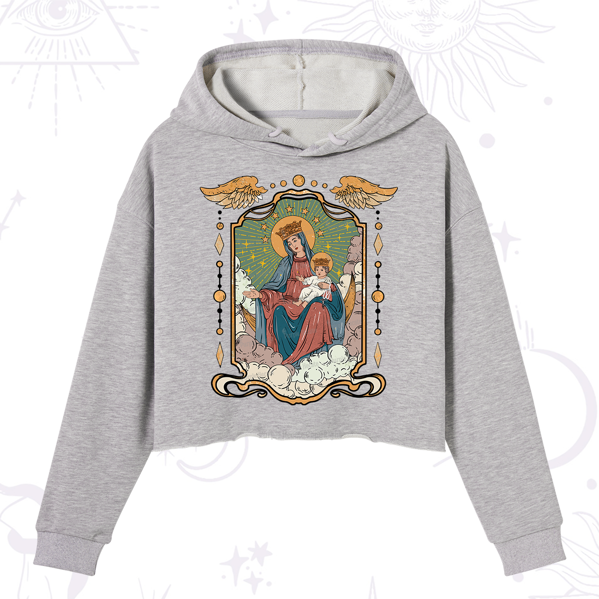 Purplehecate The Lady Of the Rosary Crop Hoodie