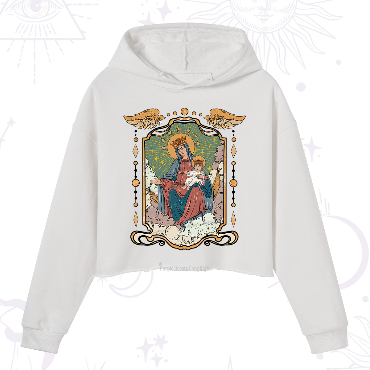 Purplehecate The Lady Of the Rosary Crop Hoodie