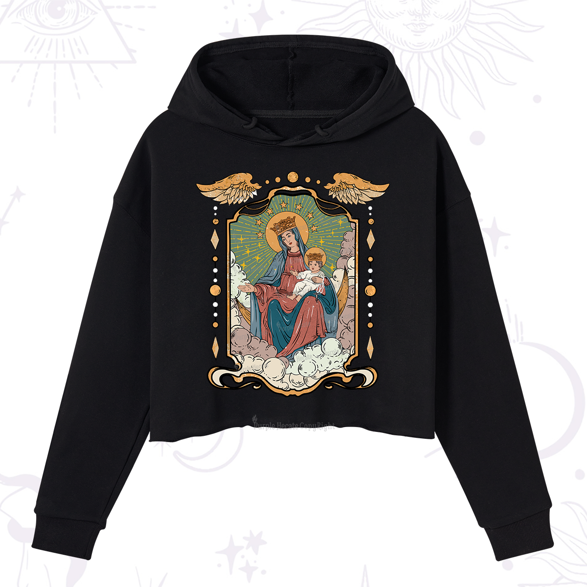 Purplehecate The Lady Of the Rosary Crop Hoodie