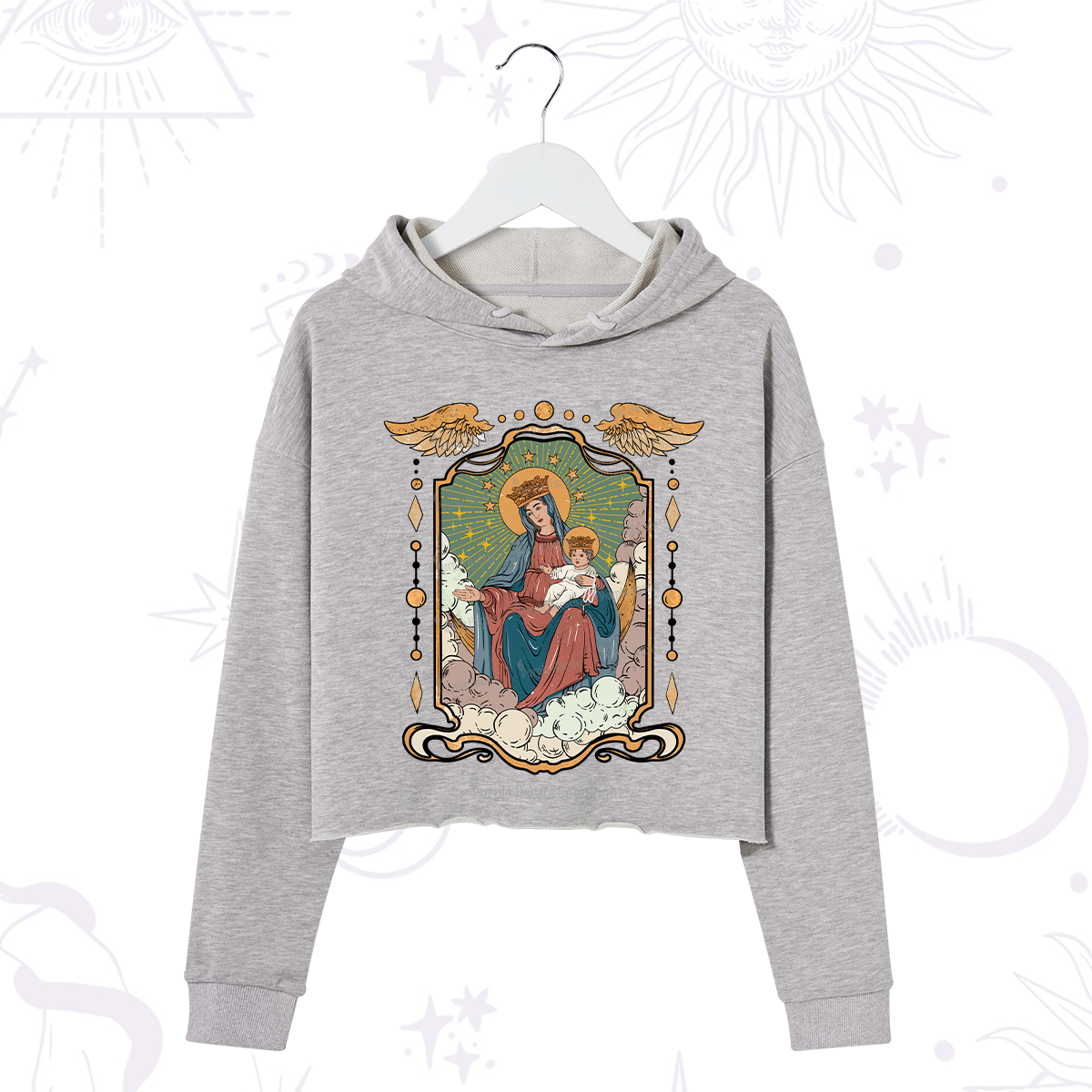 Purplehecate The Lady Of the Rosary Crop Hoodie