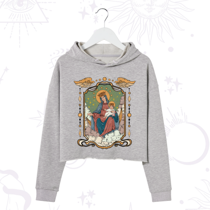 Purplehecate The Lady Of the Rosary Crop Hoodie