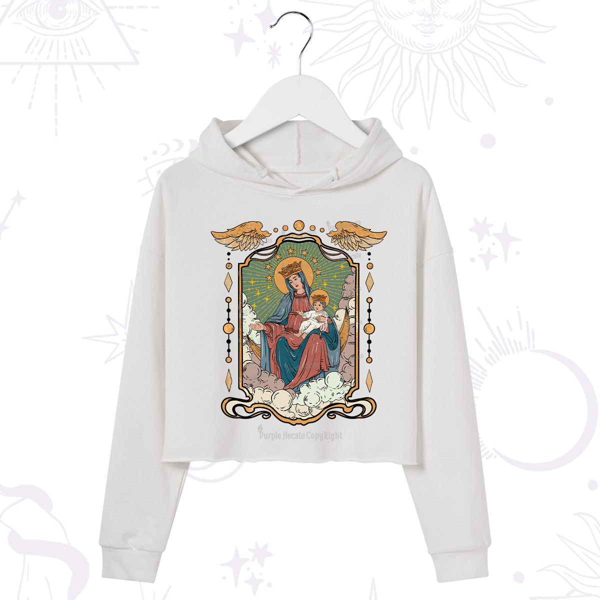 Purplehecate The Lady Of the Rosary Crop Hoodie