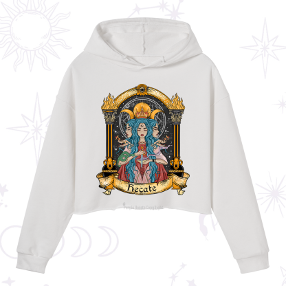 Purplehecate Triple Moon Goddess Hecate Crop Hoodie