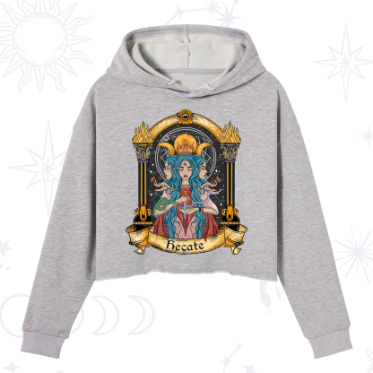 Purplehecate Triple Moon Goddess Hecate Crop Hoodie