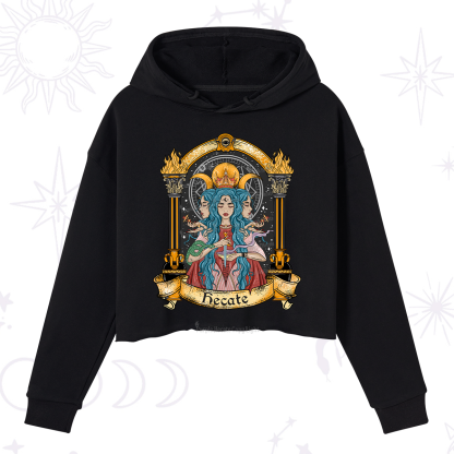 Purplehecate Triple Moon Goddess Hecate Crop Hoodie