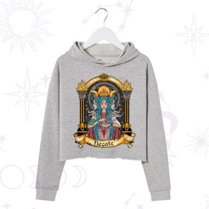 Purplehecate Triple Moon Goddess Hecate Crop Hoodie
