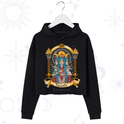 Purplehecate Triple Moon Goddess Hecate Crop Hoodie