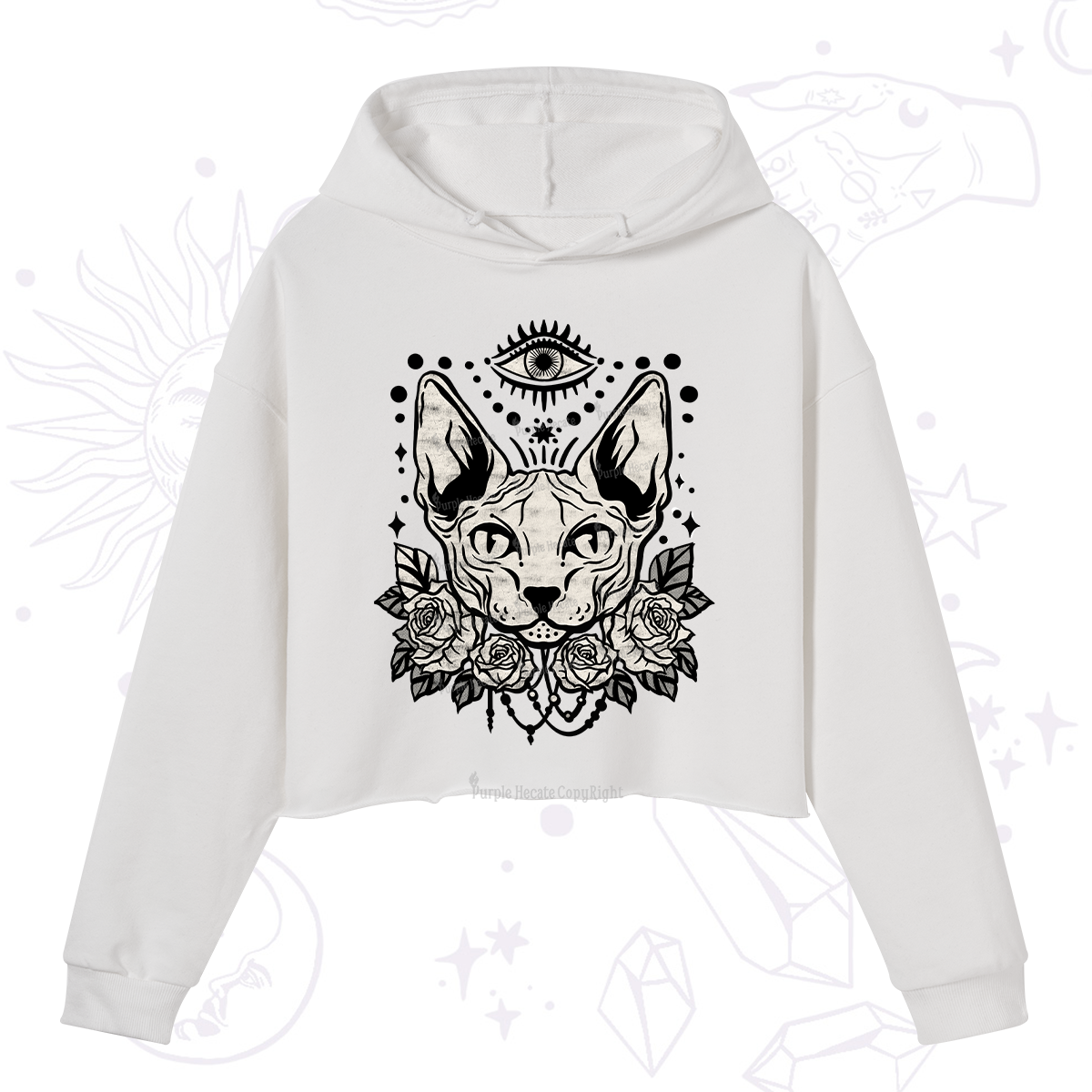 Purplehecate Mystical Cat Crop Hoodie