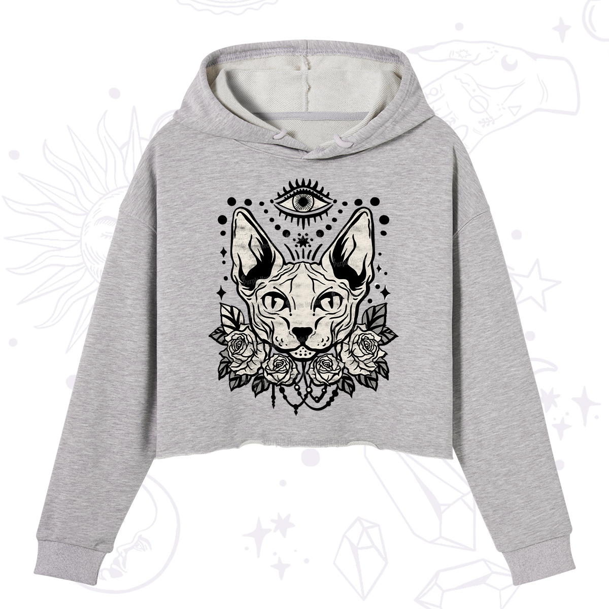 Purplehecate Mystical Cat Crop Hoodie
