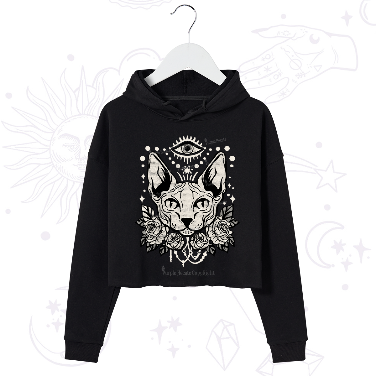 Purplehecate Mystical Cat Crop Hoodie