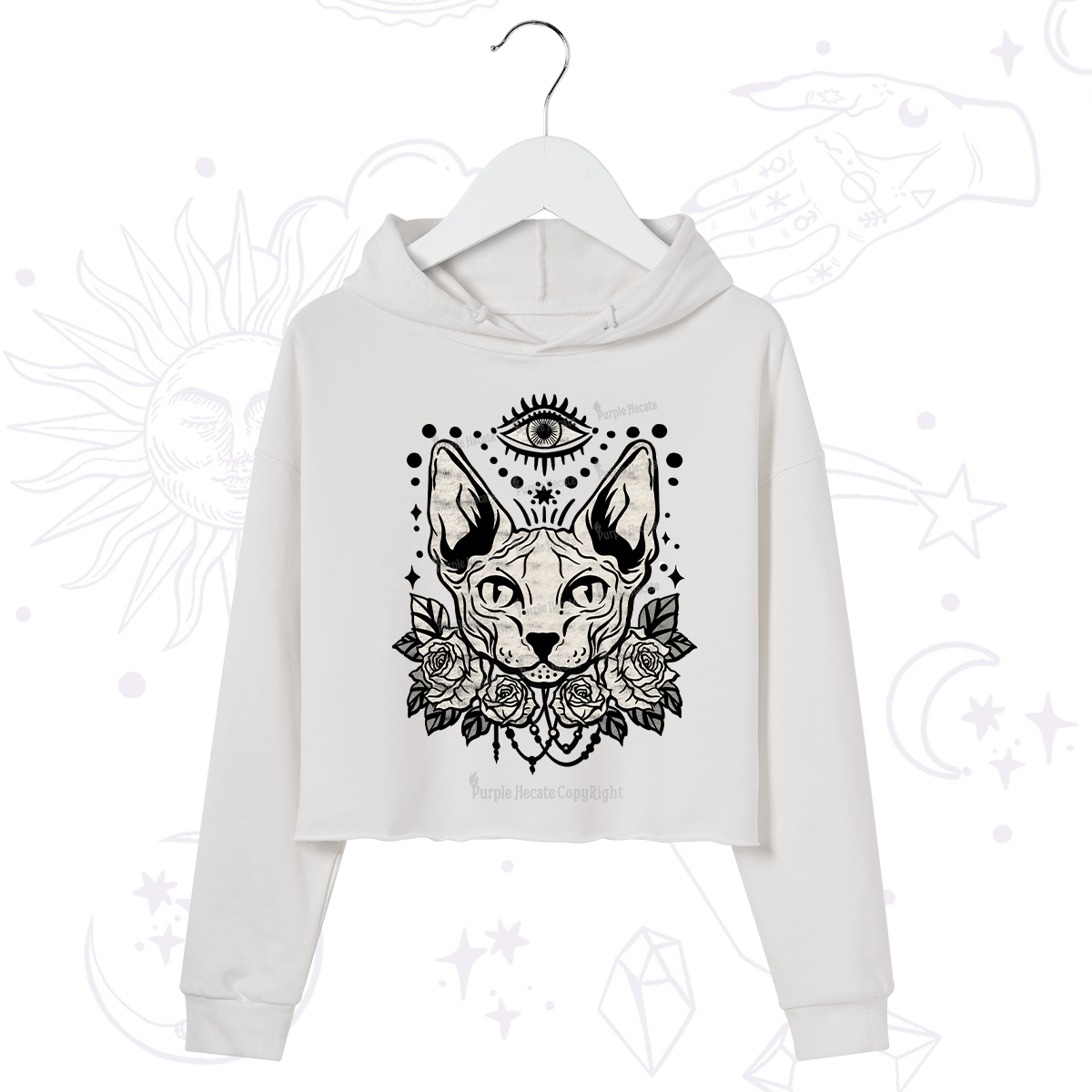 Purplehecate Mystical Cat Crop Hoodie