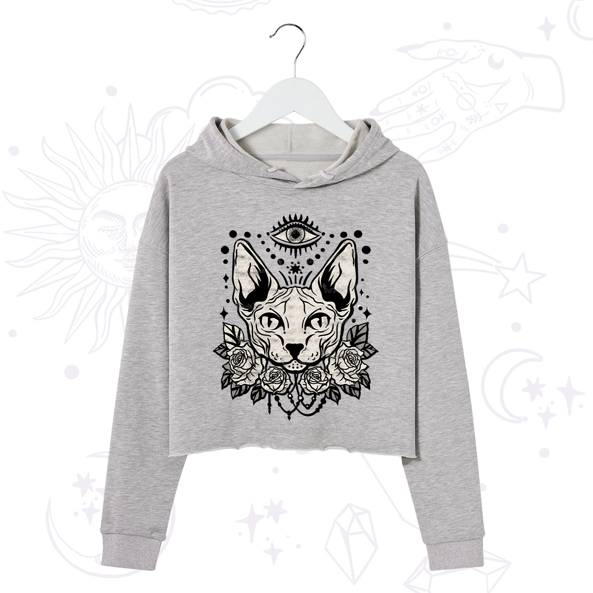 Purplehecate Mystical Cat Crop Hoodie