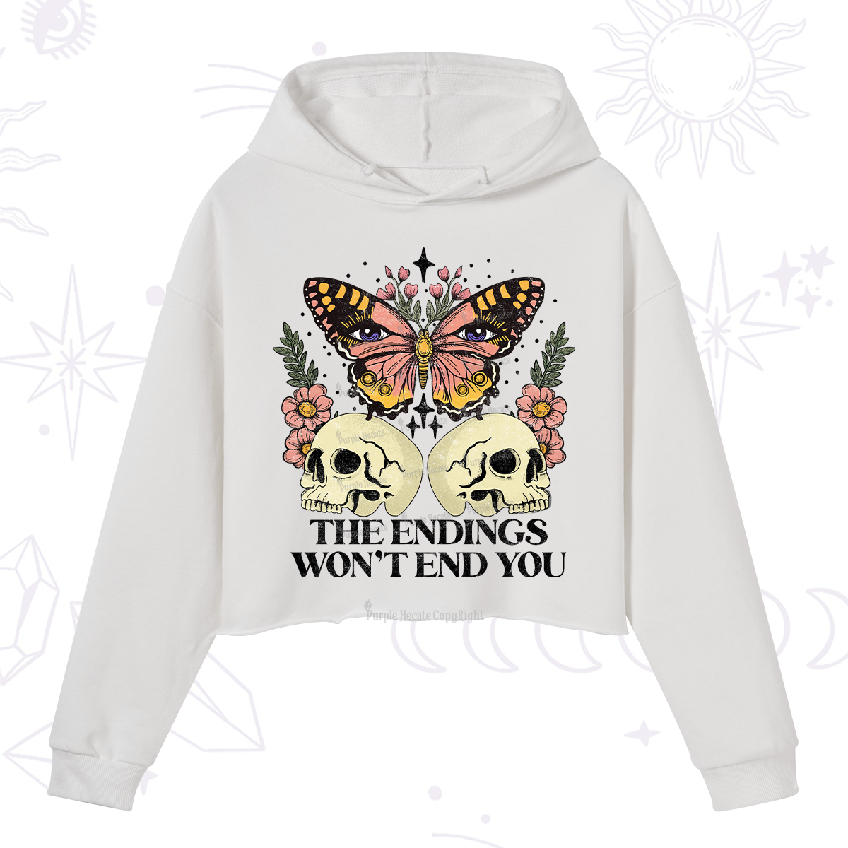 Purplehecate The Endings Won't End You Crop Hoodie