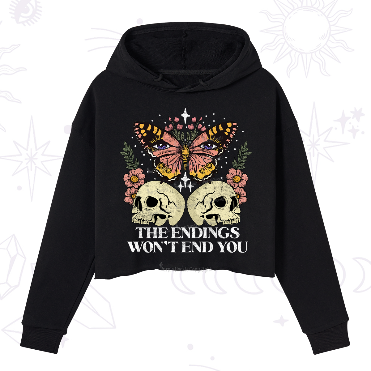 Purplehecate The Endings Won't End You Crop Hoodie