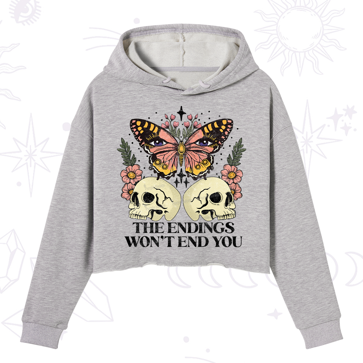 Purplehecate The Endings Won't End You Crop Hoodie