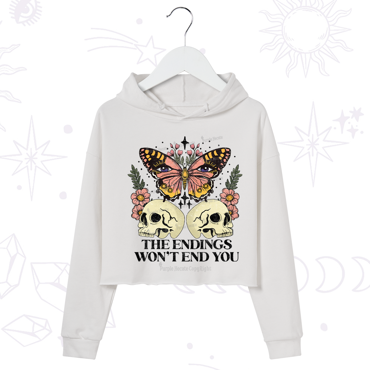 Purplehecate The Endings Won't End You Crop Hoodie