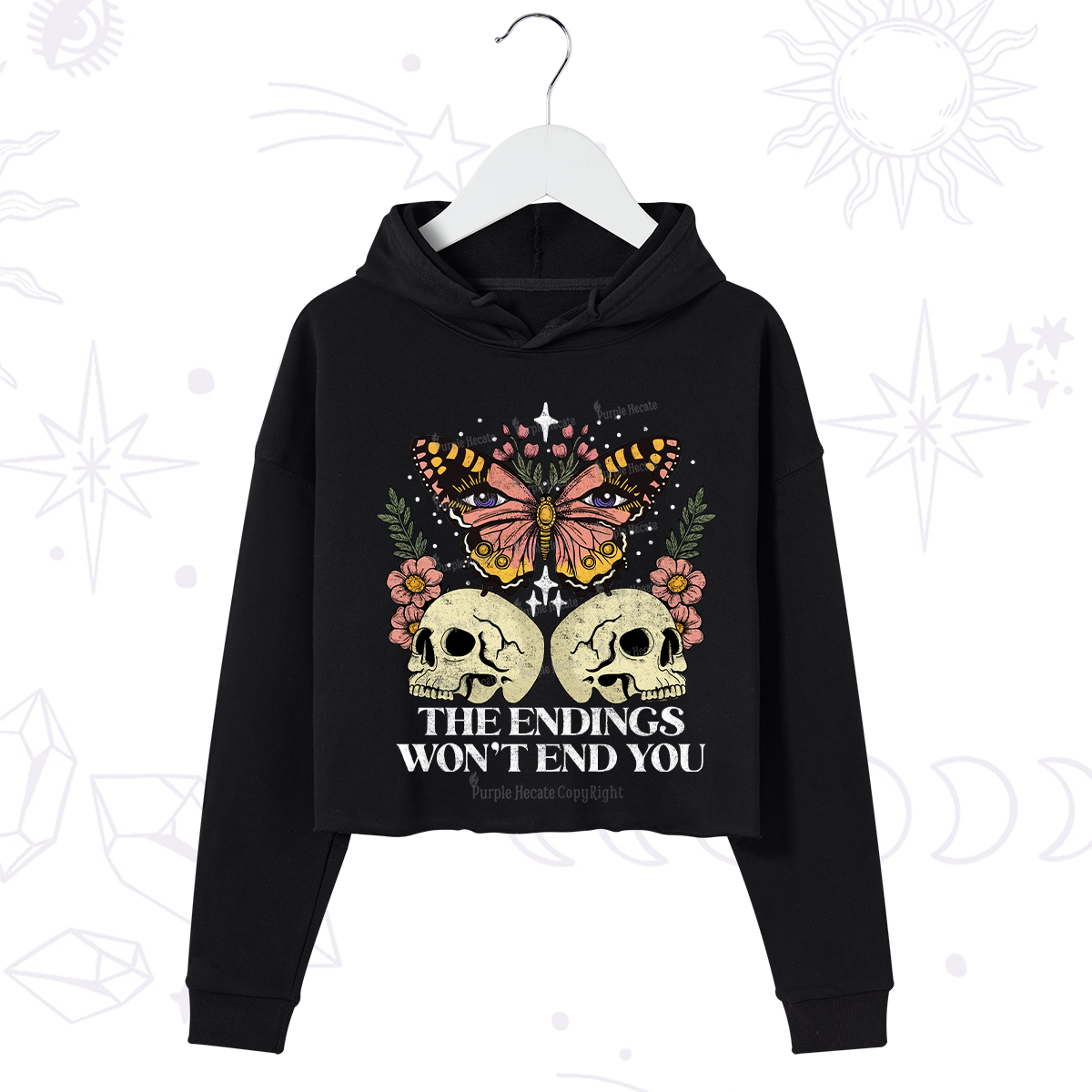 Purplehecate The Endings Won't End You Crop Hoodie