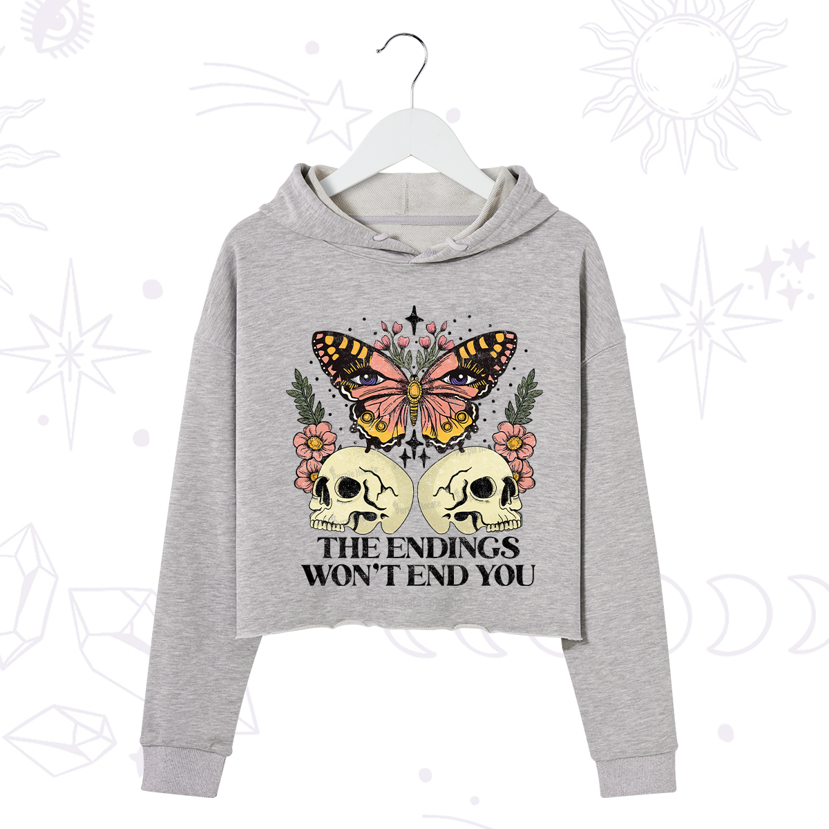 Purplehecate The Endings Won't End You Crop Hoodie