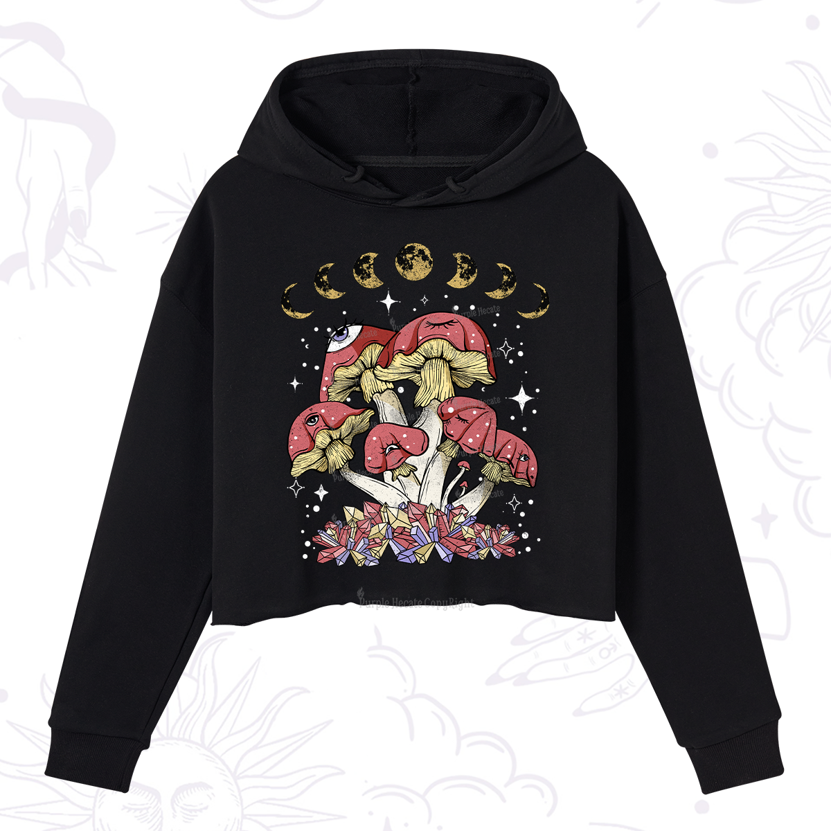 Purplehecate Magic Mushroom Crop Hoodie