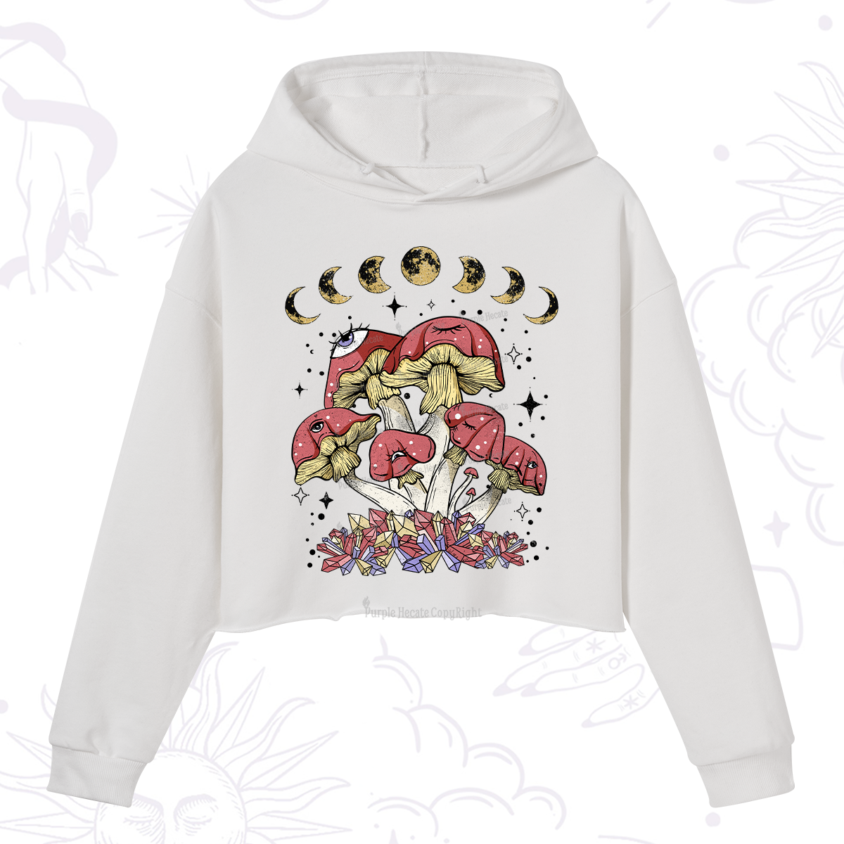 Purplehecate Magic Mushroom Crop Hoodie