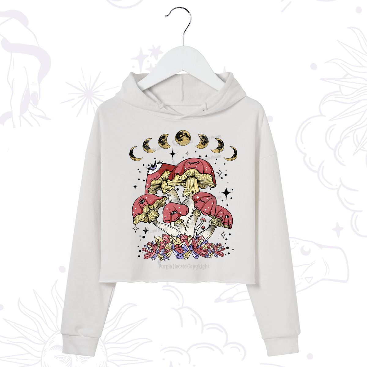 Purplehecate Magic Mushroom Crop Hoodie