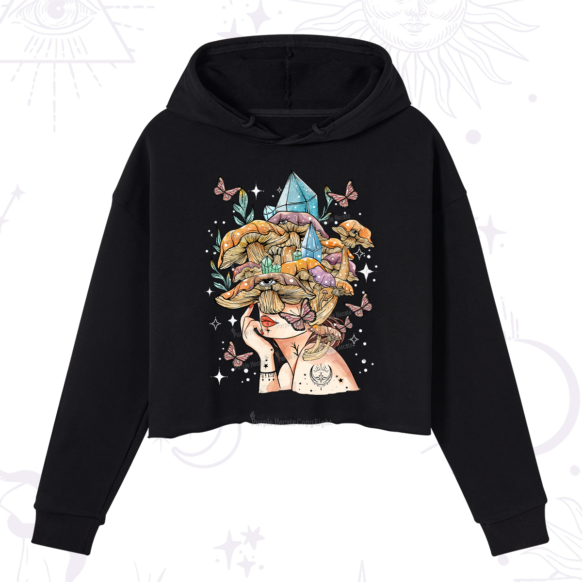 Purplehecate Crystal Goddess Crop Hoodie