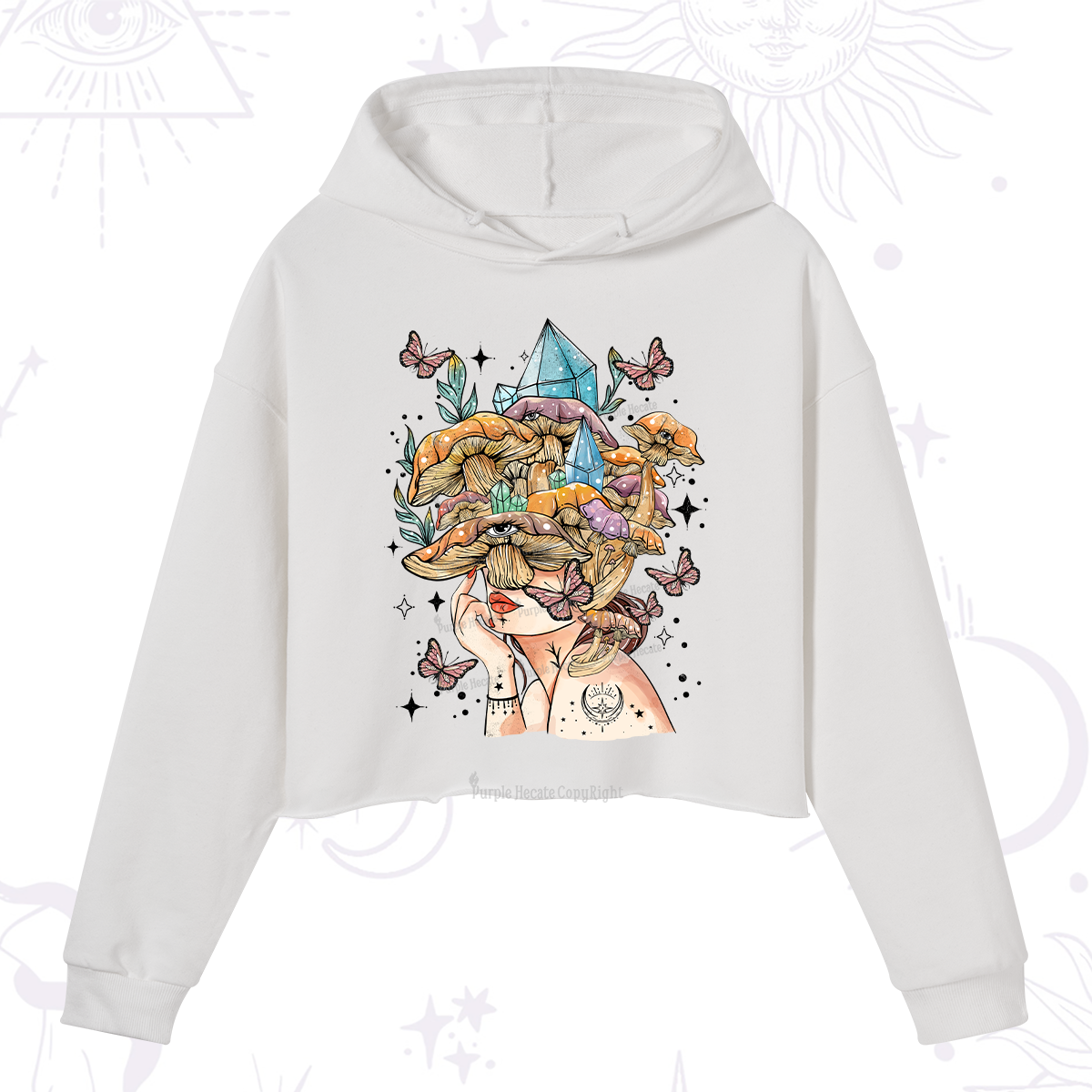 Purplehecate Crystal Goddess Crop Hoodie