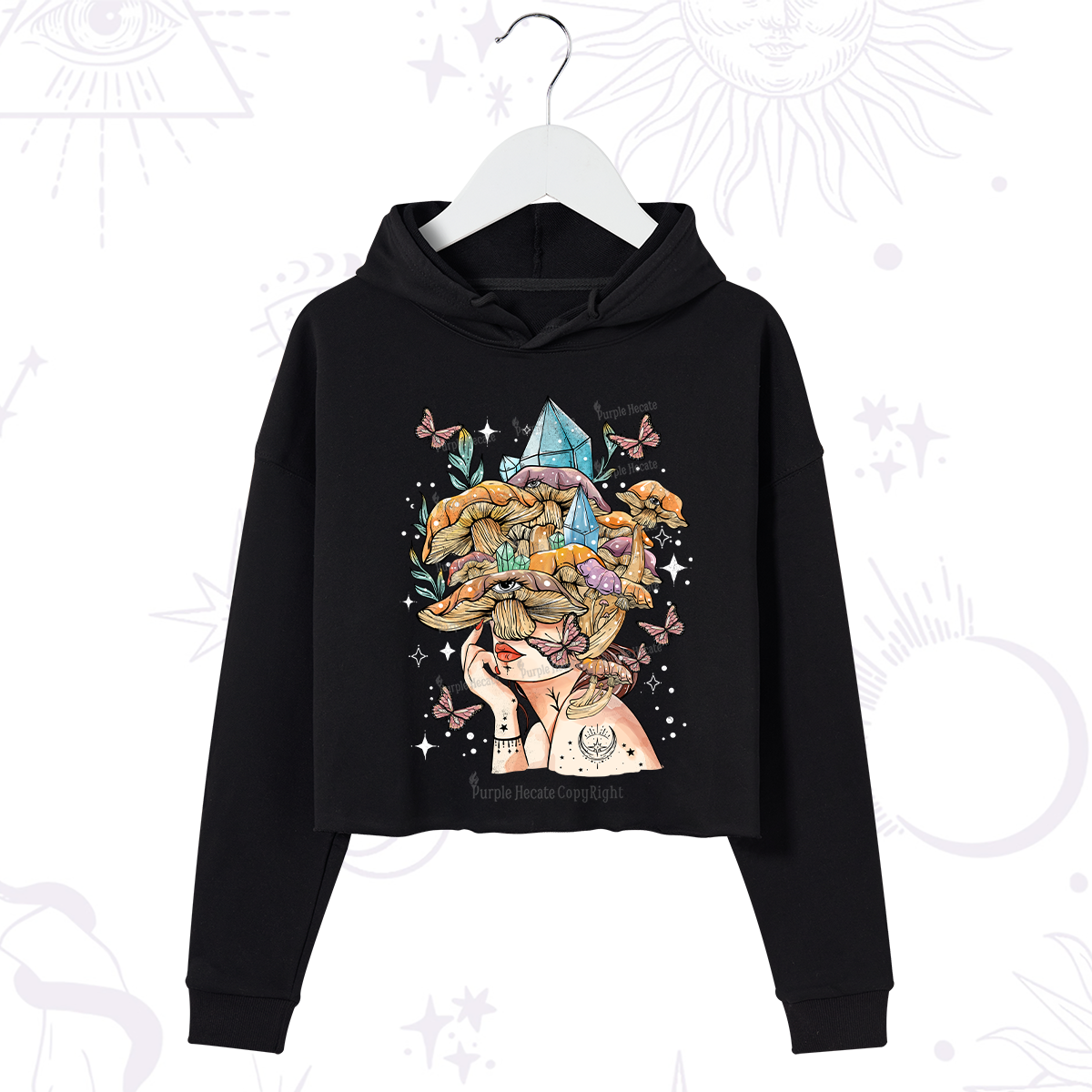 Purplehecate Crystal Goddess Crop Hoodie
