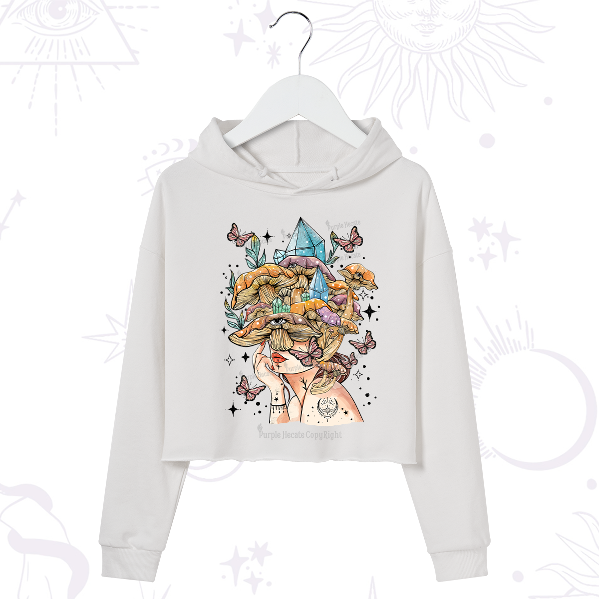 Purplehecate Crystal Goddess Crop Hoodie