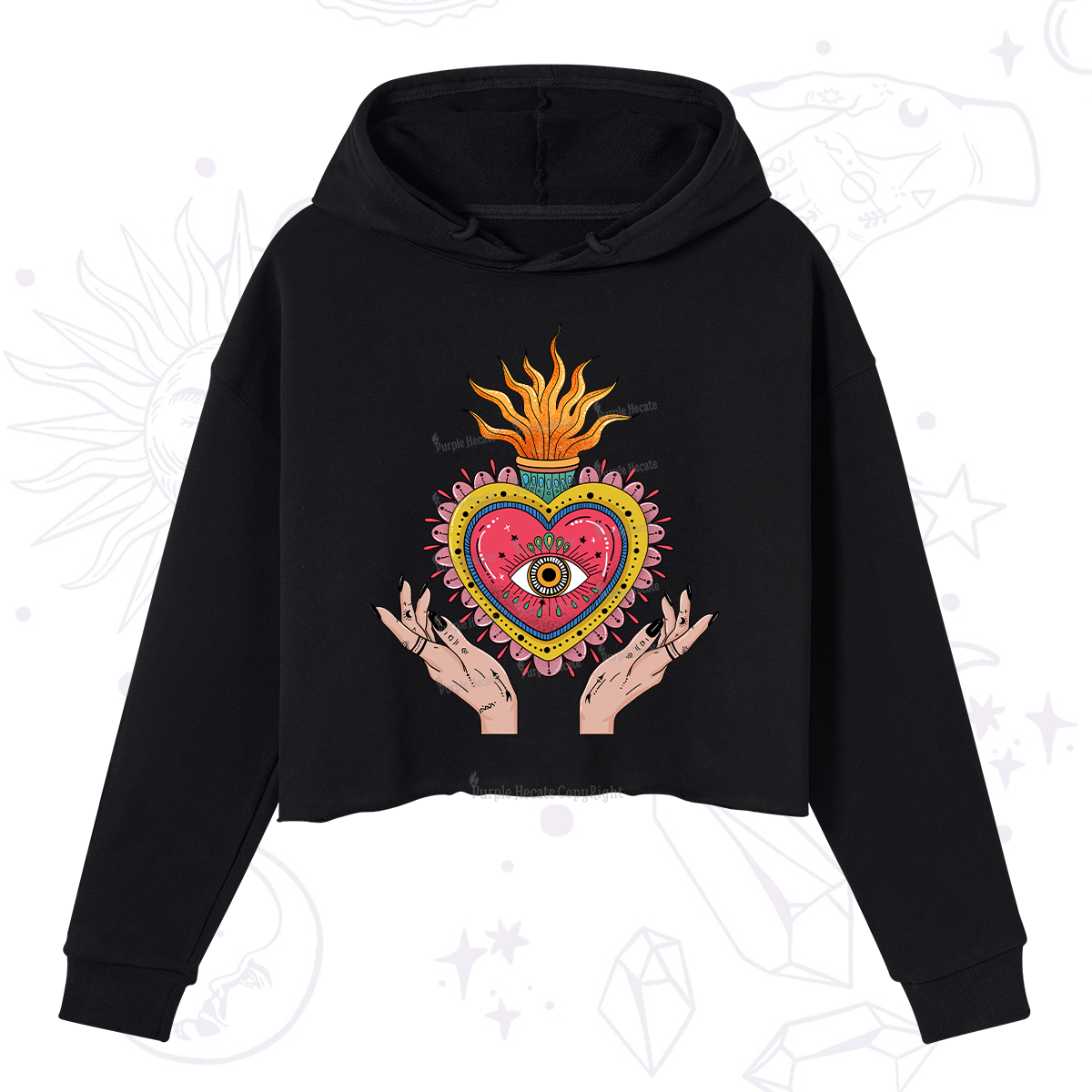 Purplehecate The Fiery Eye Crop Hoodie