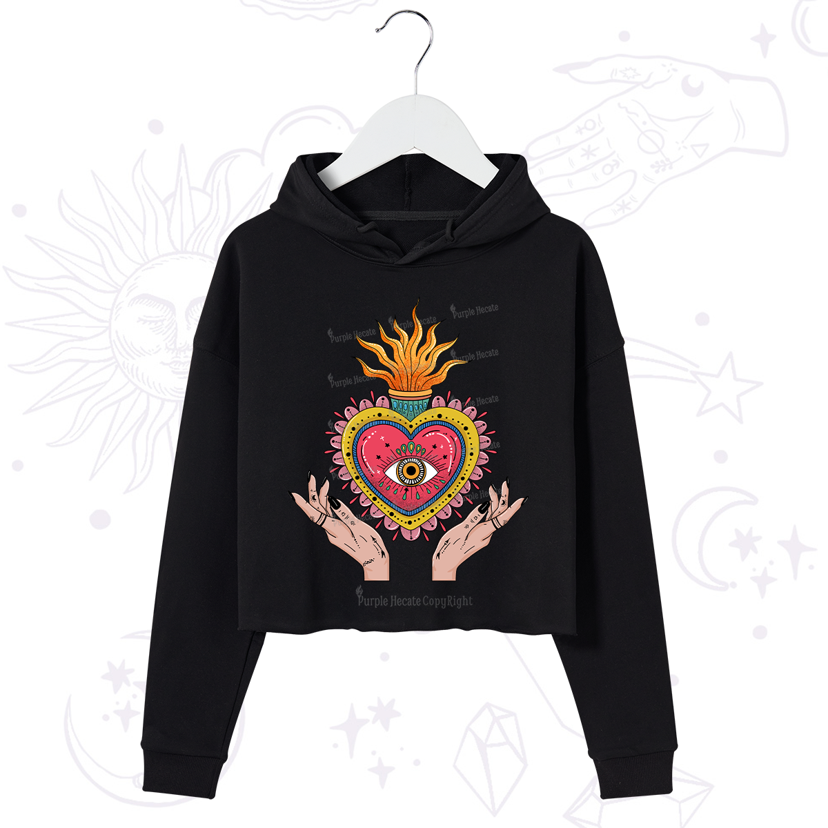 Purplehecate The Fiery Eye Crop Hoodie