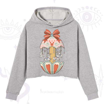 Purplehecate Bunny Carousel Easter Crop Hoodie