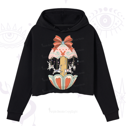 Purplehecate Bunny Carousel Easter Crop Hoodie