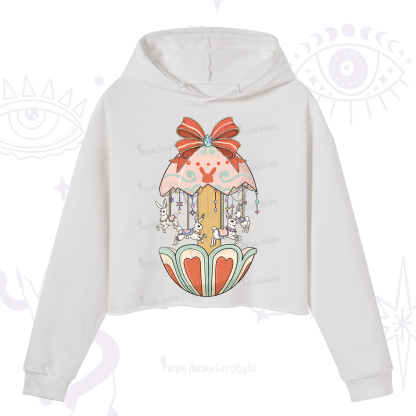 Purplehecate Bunny Carousel Easter Crop Hoodie