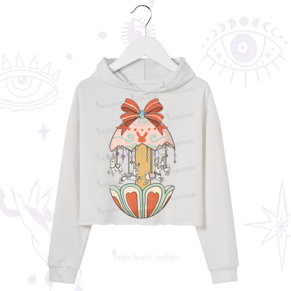 Purplehecate Bunny Carousel Easter Crop Hoodie
