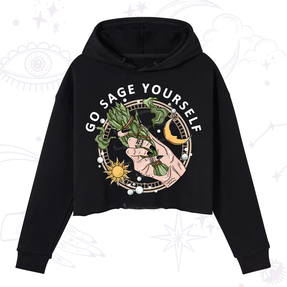 Purplehecate Go Sage Yourself Crop Hoodie